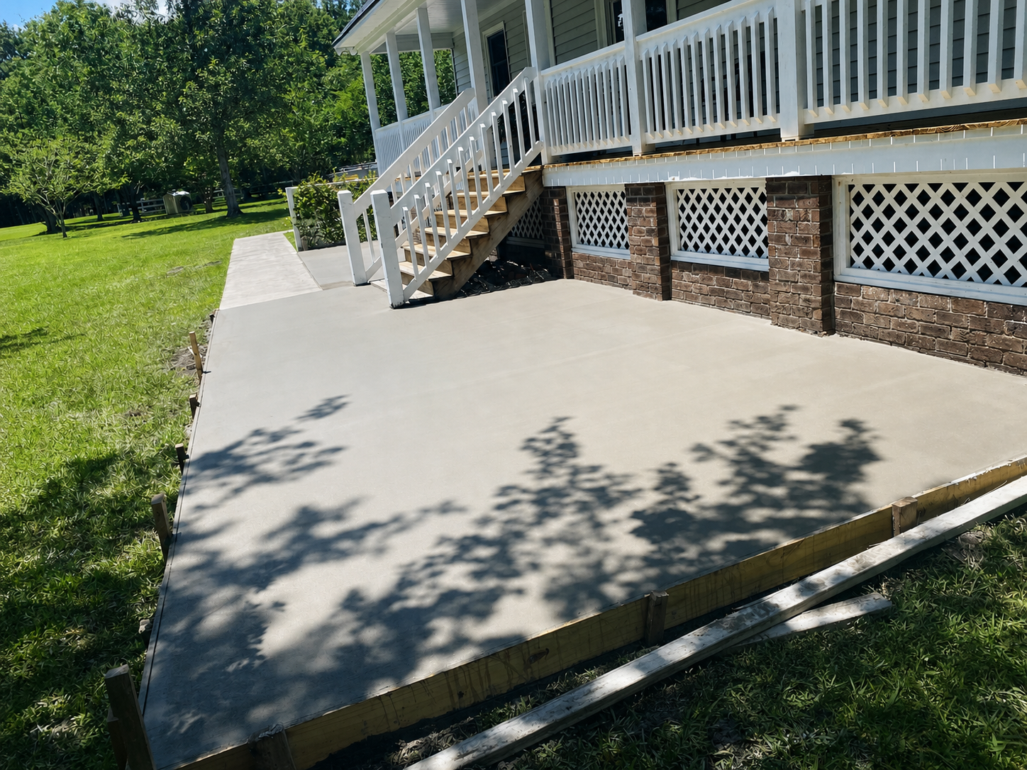 Concrete patio installation in Moncks Corner SC by SilverLeaf Co.