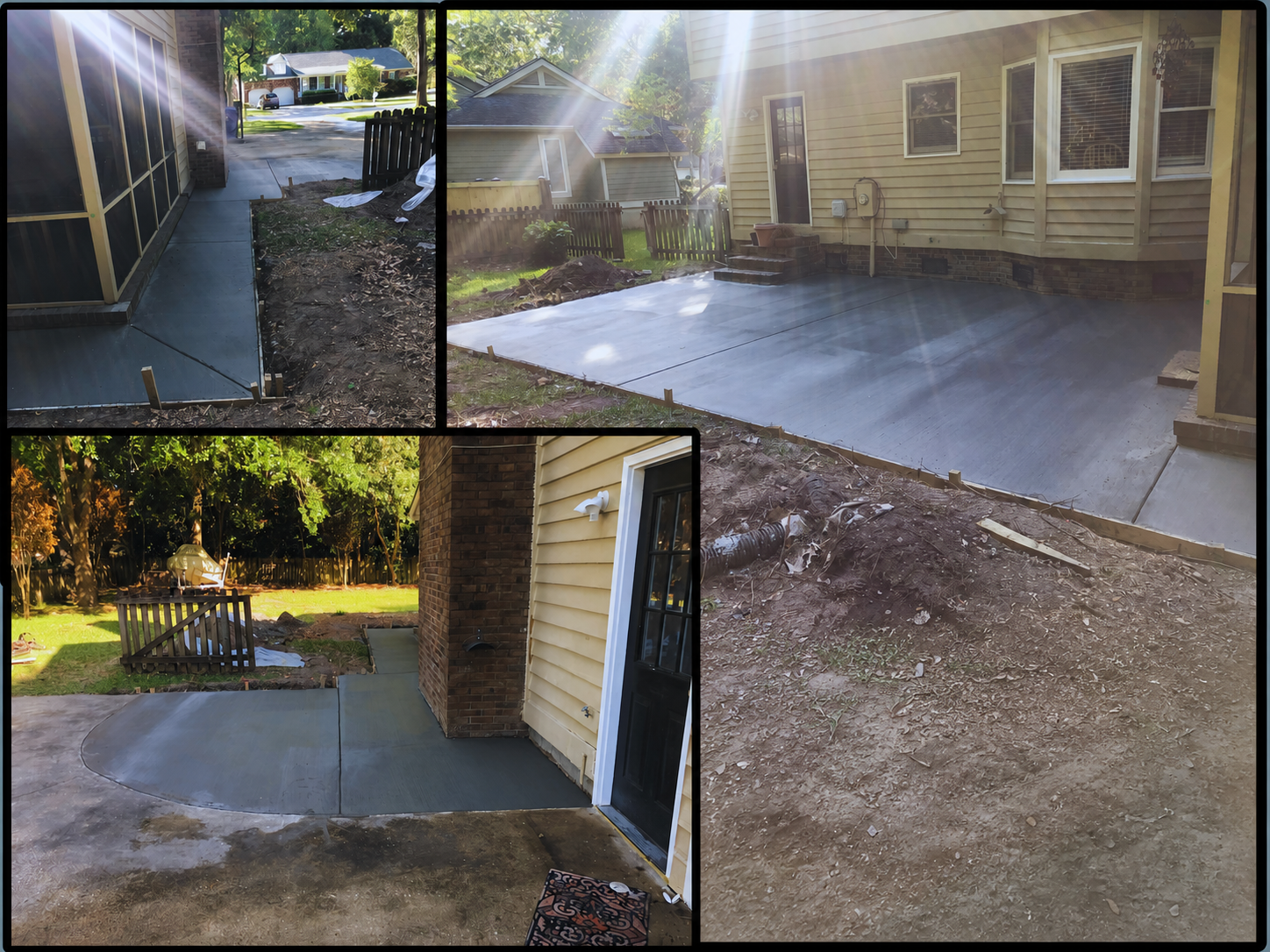 Completed concrete driveway and walkway project in the Charleston Lowcountry